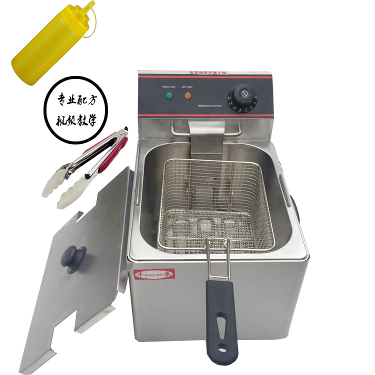 新粵?？頔F-4L/6L/8L/11L-2商用單缸電炸爐食品加工油炸鍋雙缸鍋