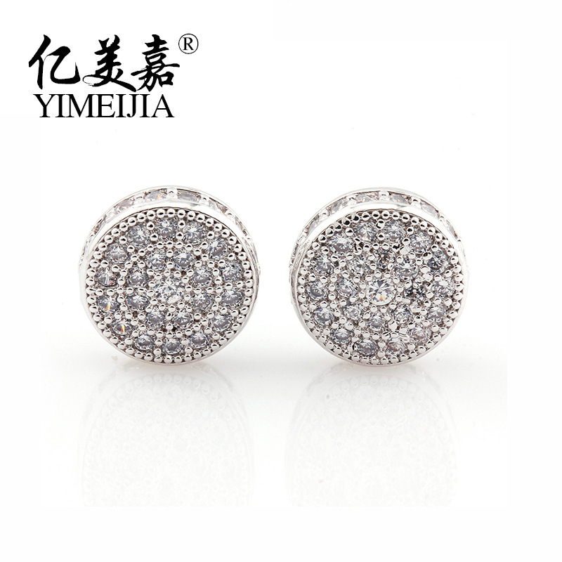 億美嘉 歐美高檔微鑲圓形鋯石耳釘新娘飾品批發(fā) 速賣(mài)通爆款 外貿(mào)