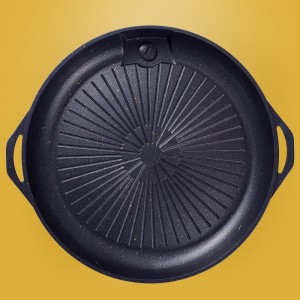韓式不粘燒烤盤韓國(guó)麥飯石烤肉鍋卡式爐燒烤盤便攜新烤盤鐵板牛排