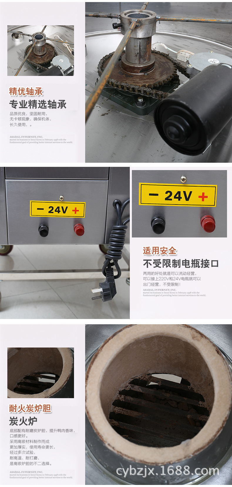 廠家商用850雙層烤禽烤鴨爐自動旋轉(zhuǎn)燃氣果木炭兩用烤雞鴨機器