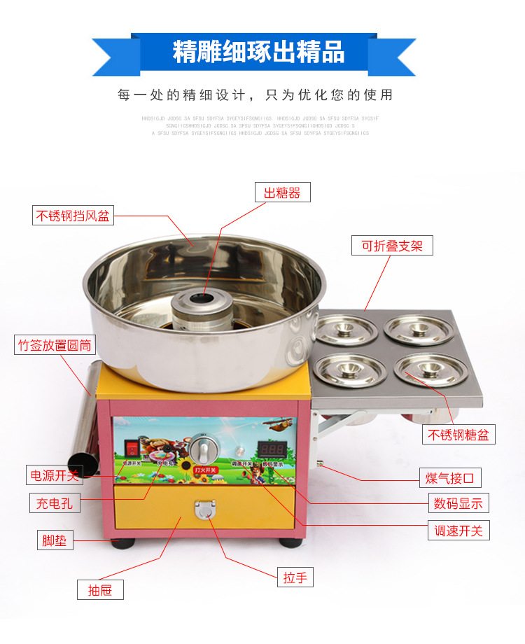 新款豪華花式棉花糖機(jī)商用燃?xì)饫z電動(dòng)棉花糖機(jī)器廠家直銷(xiāo)