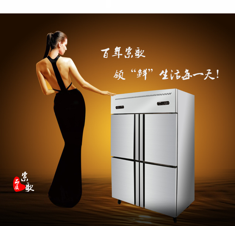 索歌四門(mén)冰柜廚房冷柜 商用四門(mén)冰柜 雙溫冷藏冷凍展示柜四門(mén)冰箱