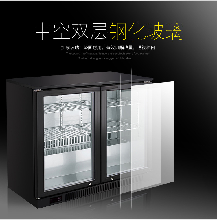 綠零三門(mén)黑色風(fēng)冷直冷吧臺(tái)冷藏冰柜 商用桌上型啤酒展示冷柜