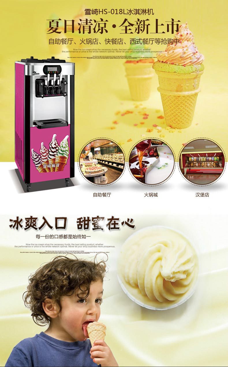 廠家直銷 雪崎商用冰淇淋機(jī)創(chuàng)業(yè)設(shè)備 凍酸奶雪糕軟冰激凌機(jī)