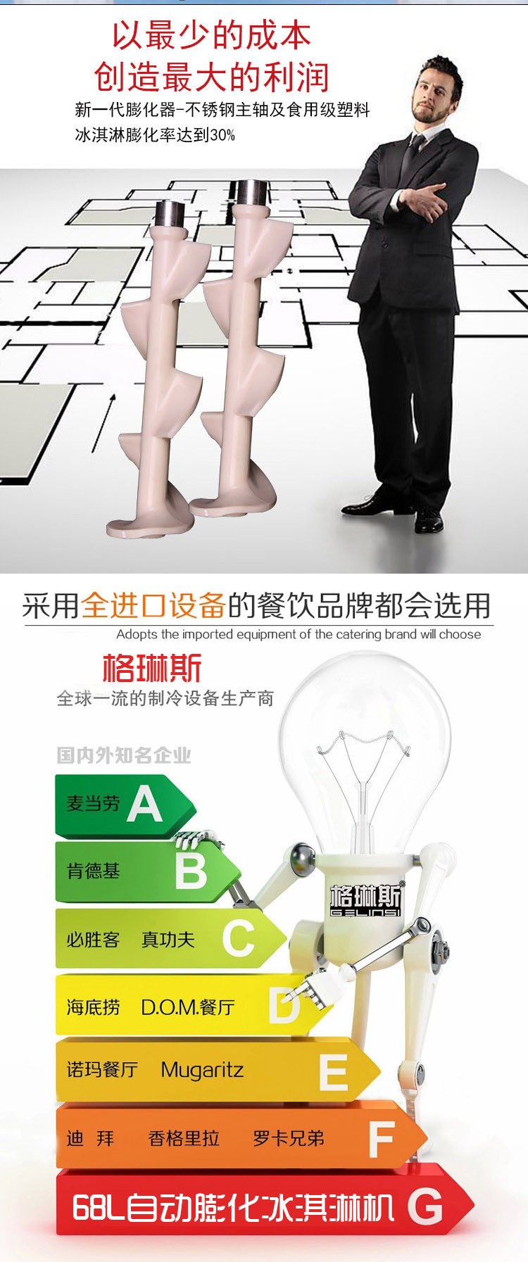 格琳斯48L全自動膨化冰淇淋機(jī)大型不銹鋼甜筒雪糕機(jī)商用冰淇淋機(jī)