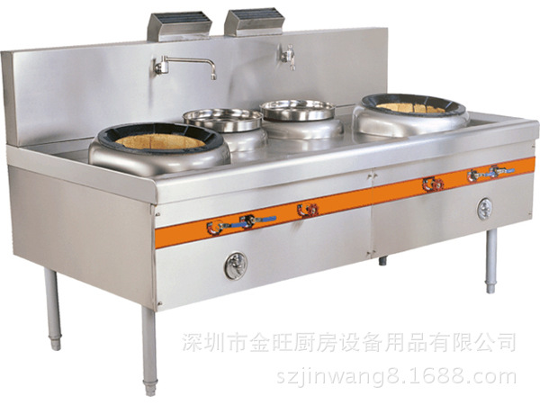 廠家直銷(xiāo)雙頭雙尾小炒爐 酒店廚房設(shè)備節(jié)能燃?xì)馐诫p頭中式小炒爐