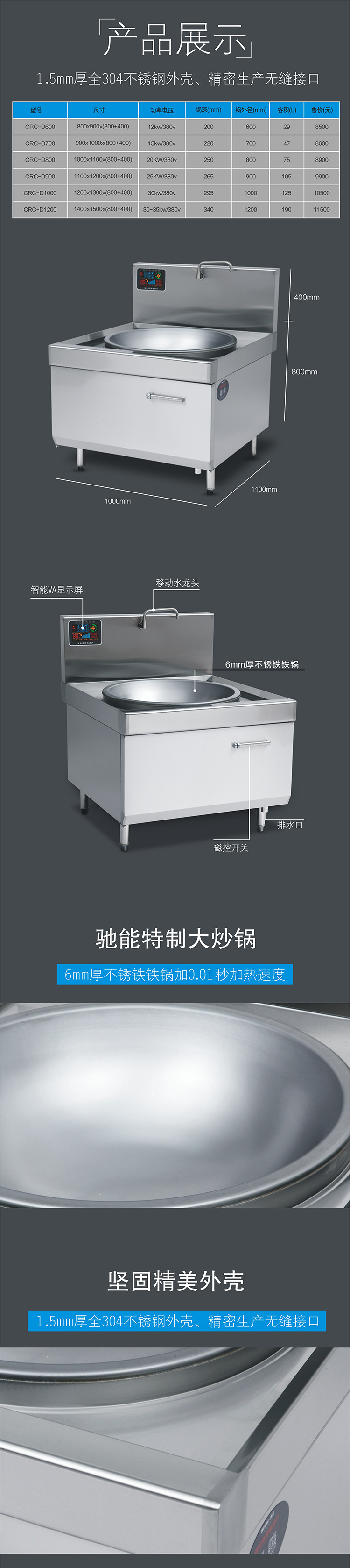 馳能大功率商用電磁大炒爐廠家批發(fā)食堂電磁大鍋灶單灶臺電磁炒灶