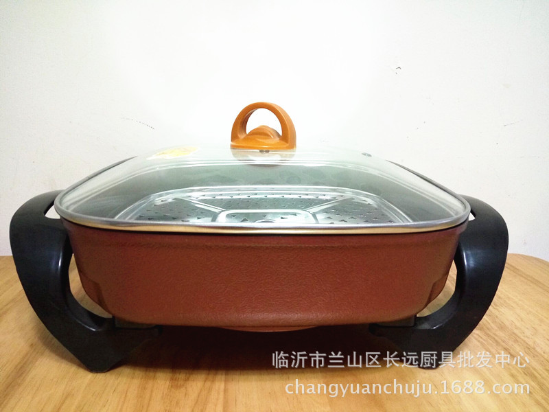 廠家直銷(xiāo)多功能韓式電煎鍋 加深加箅電熱鍋 養(yǎng)生四方鍋電火鍋禮品