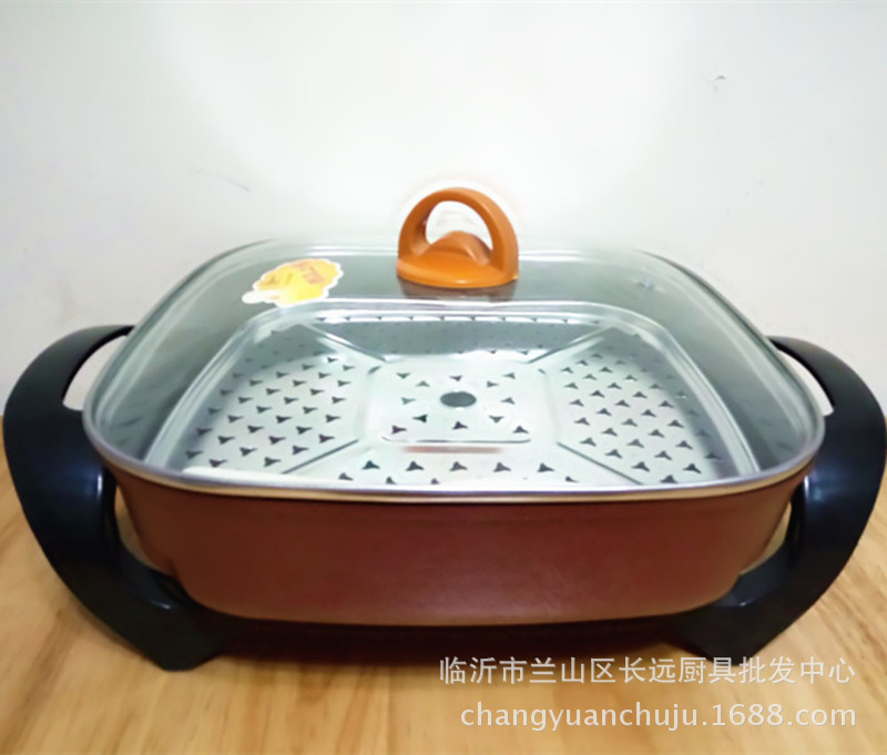 廠家直銷(xiāo)多功能韓式電煎鍋 加深加箅電熱鍋 養(yǎng)生四方鍋電火鍋禮品