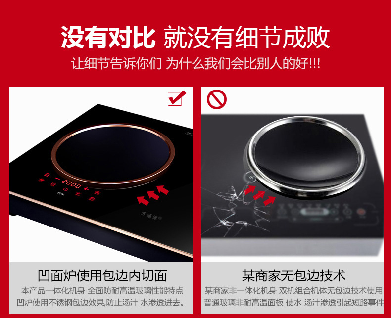 批發(fā)高檔萬(wàn)福源嵌入式電磁爐雙灶電家用陶爐雙頭臺(tái)式組合一平一凹